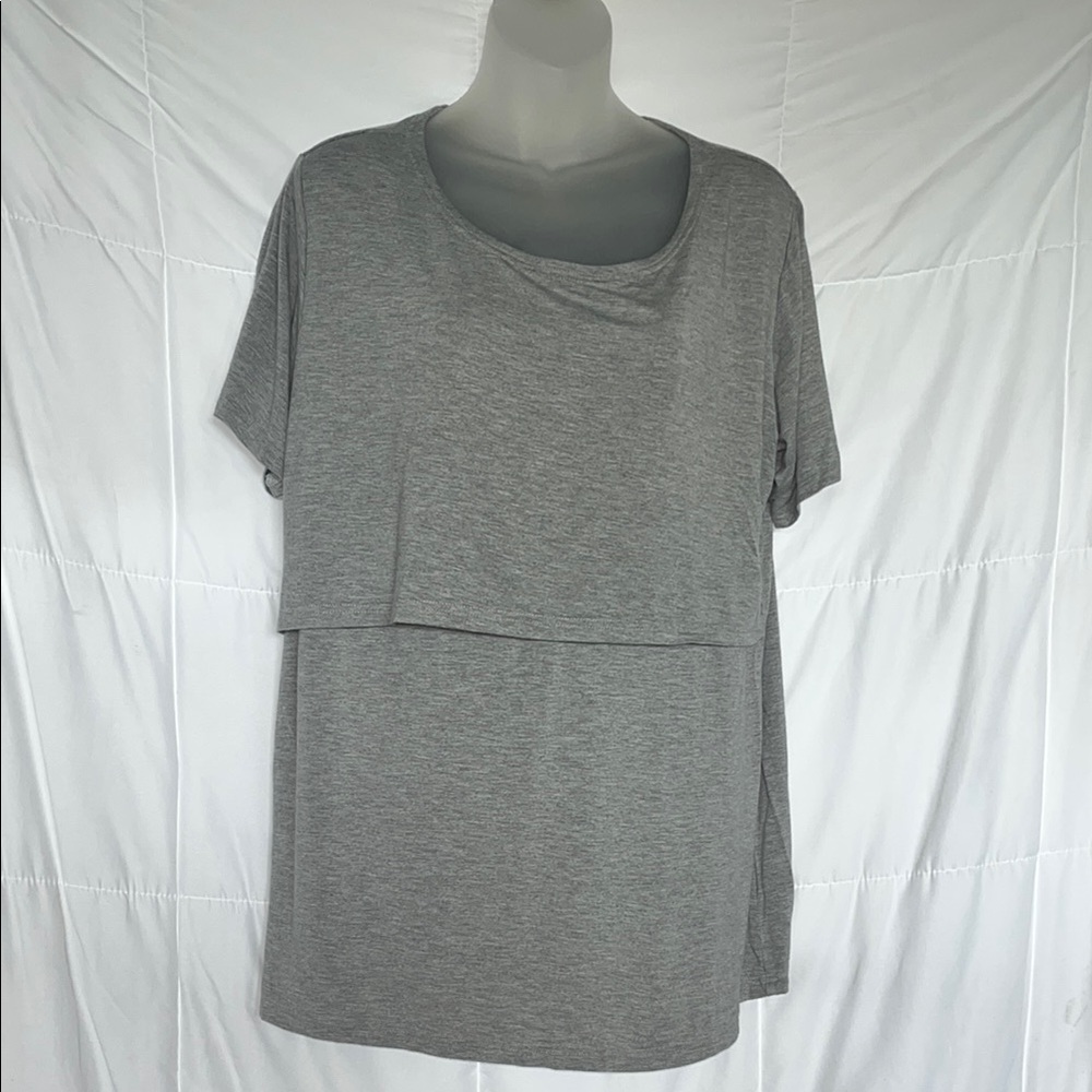 Small Show Gray Women’s Jersey Knit Nursing Short Sleeve T Shirt Size XL